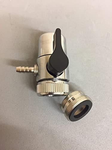 Chrome Faucet Diverter Valve (Includes adapter ring) Reverse Osmosis/Water Filters 1/4"- For Both Female & Male Faucets