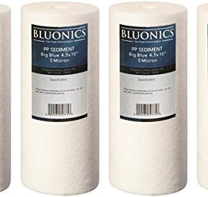 Bluonics 4.5" x 10" Sediment Water Filters (5 Micron) 4 Whole House Cartridges
