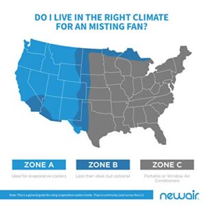 NewAir Outdoor Patio Misting Fan | 2-in-1 Outdoor Deck & Mister Fan | 5 Gentle Mist Nozzles | Outside Cooling Fan With 600 Square Foot Effective Range | Steel Construction