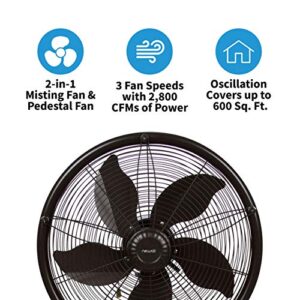 NewAir Outdoor Patio Misting Fan | 2-in-1 Outdoor Deck & Mister Fan | 5 Gentle Mist Nozzles | Outside Cooling Fan With 600 Square Foot Effective Range | Steel Construction