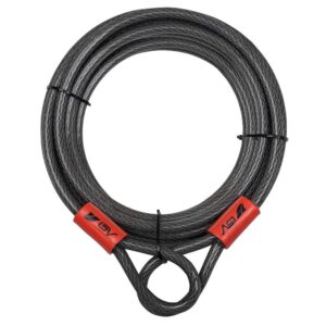 bv 30ft security steel cable with loops, braided steel flex cable, bike lock cable 3/8 inch, for u-lock and padlock (30ft)