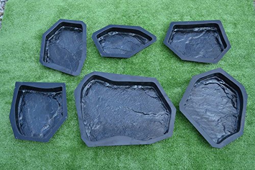 SvitMolds Concrete molds DIY Sold 6 pcs Plastic Moulds Flagstone Casting Concrete Paving Garden Paths Stone Patio Pavers for Garden Walkway #S34