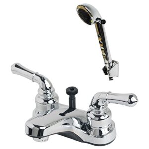 builders shoppe 2009cp/4120cp motorhome non-metallic rv diverter lavatory faucet with hand held shower set, chrome finish