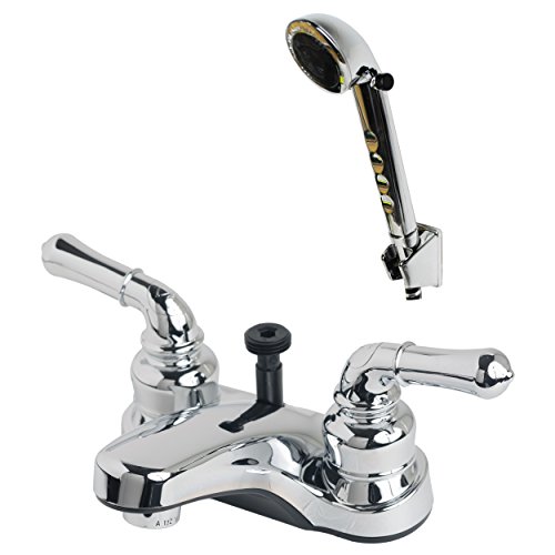 Builders Shoppe 2009CP/4120CP Motorhome Non-Metallic RV Diverter Lavatory Faucet with Hand Held Shower Set, Chrome Finish