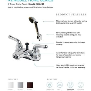 Builders Shoppe 2009CP/4120CP Motorhome Non-Metallic RV Diverter Lavatory Faucet with Hand Held Shower Set, Chrome Finish