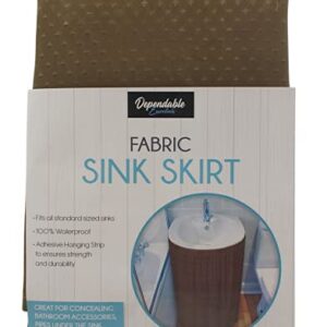 Dependable Industries Inc. Essentials Fabric Sink Skirt Diamond Stitch Chocolate Brown Self Stick Adhesive Easy Installation