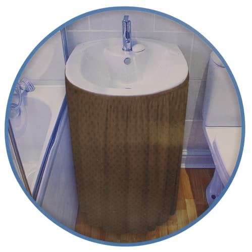 Dependable Industries Inc. Essentials Fabric Sink Skirt Diamond Stitch Chocolate Brown Self Stick Adhesive Easy Installation