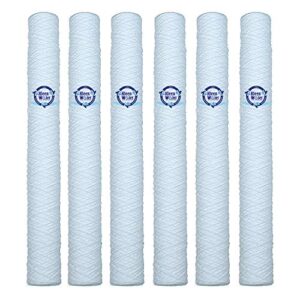 kleenwater string wound water filter replacement cartridges, 2.5 x 20 inch, 50 micron, made in usa, 6 pack