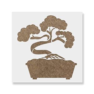 bonsai tree stencil - reusable stencils for painting - create diy bonsai tree crafts and projects
