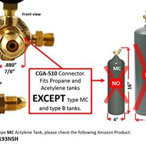 SÜA - Propane Regulator Welding Gas Gauges - CGA-510 - Rear Connector - LDP series - Check all the pictures and read the full description of this product to make sure it fits your tanks and hoses.