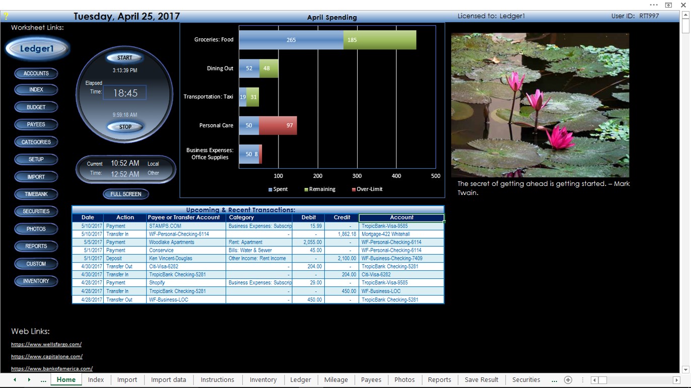 Ledger1 - Excel Based Money Management, Budgeting & Accounting Spreadsheet [Download]