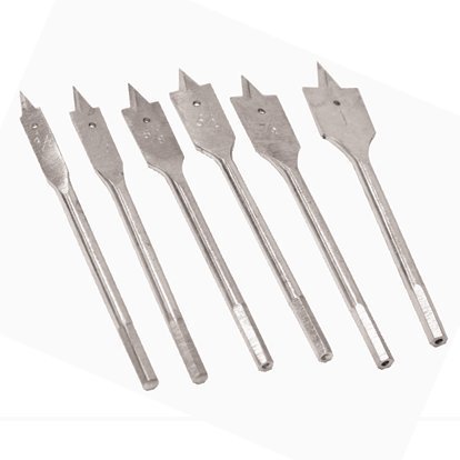 6 Piece Multi use 12" Hardened Carbon Steel Wood Spade "Drill Bit Set"