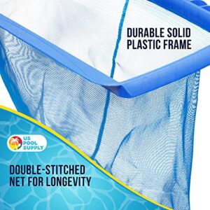 U.S. Pool Supply Professional Heavy Duty 20" Swimming Pool Leaf Rake with Deep 16" Net Bag - Fine Mesh Netting, Easy Scoop Edge - Fast Cleaning, Debris Pickup Removal, Fits Standard Swimming Pool Pole