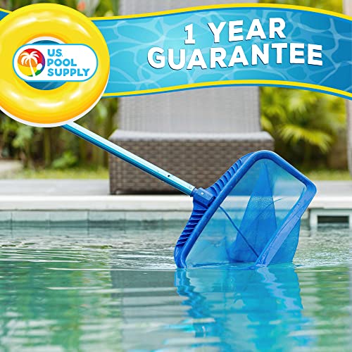 U.S. Pool Supply Professional 12 Foot Blue Anodized Aluminum Telescopic Swimming Pool Pole, Adjustable 2 Piece Expandable Step-Up - Attach Connect Skimmer Nets, Rakes, Brushes, Vacuum Heads with Hoses