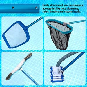 U.S. Pool Supply Professional 12 Foot Blue Anodized Aluminum Telescopic Swimming Pool Pole, Adjustable 2 Piece Expandable Step-Up - Attach Connect Skimmer Nets, Rakes, Brushes, Vacuum Heads with Hoses