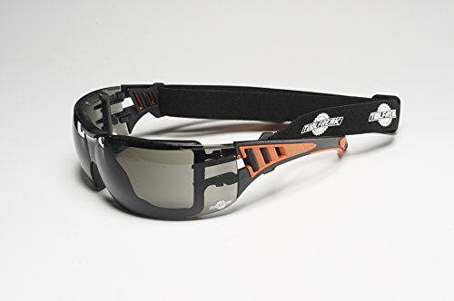 ToolFreak Rip Out Safety Glasses - Tinted - Polycarbonate Lens z87.1 Rated - Foam Padding & Adjustable Strap - Impact Resistance & Distortion-Free Lenses (Hard Case)