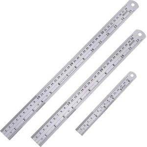 eboot stainless steel ruler metal ruler with conversion table, 15 inch, 12 inch and 6 inch