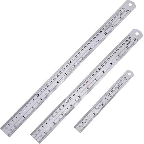 eBoot Stainless Steel Ruler Metal Ruler with Conversion Table, 15 Inch, 12 Inch and 6 Inch