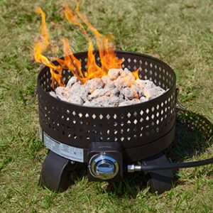 Fire Sense 62133 Sporty Campfire Portable Fire Pit LPG Gas 60,000 BTU Outdoor Firepit Includes Propane Stand Included - Dark Bronze - Round - 15"