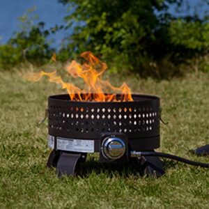 Fire Sense 62133 Sporty Campfire Portable Fire Pit LPG Gas 60,000 BTU Outdoor Firepit Includes Propane Stand Included - Dark Bronze - Round - 15"