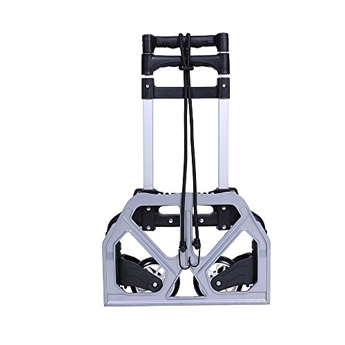 Folding Hand Truck & Dolly Foldable Hand Cart Trolley with 2 Free Elastic Ropes 150 lb Capacity