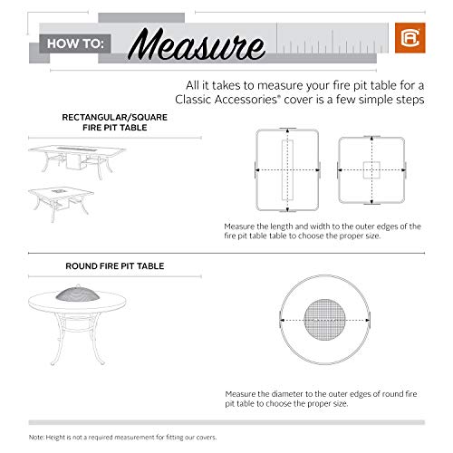 Classic Accessories Terrazzo Water-Resistant 42 Inch Square Fire Pit Table Cover