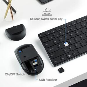 Rapoo Slim Wireless Keyboard and Mute Mouse Combo, 4.9mm Ultra-Thin Lightweight, 2.4GHz Portable Keyboards, 500/1000 DPI Silent Mouse for Computer, Desktop, PC, Notebook, Laptop, Black, 9300T