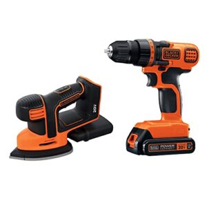 black+decker 20v max* powerconnect cordless drill/driver + mouse detail sander combo kit (bd2kitcdds)