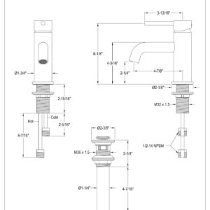 Kingston Brass LS8221DL Concord Bathroom Faucet, Polished Chrome, 2.13 x 4.88 x 6.13