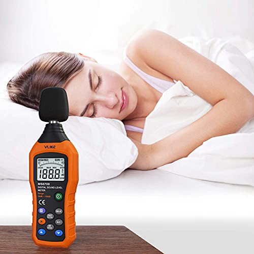 VLIKE Noise Sound Level Meter, Digital Decibel Meter with LCD, Audio Measurement 30 dB to 130 dB, DB Meter with A and C Frequency Weighting for Sound Level Testing