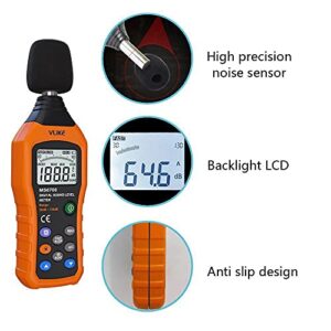 VLIKE Noise Sound Level Meter, Digital Decibel Meter with LCD, Audio Measurement 30 dB to 130 dB, DB Meter with A and C Frequency Weighting for Sound Level Testing