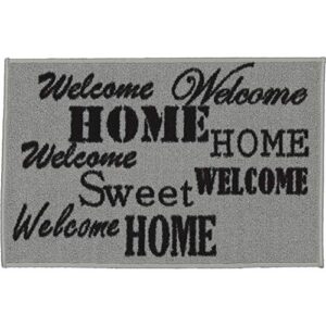 Machine Washable Sweet Home Design Non-Slip Rubberback 2x3 Entry Doormats for Doorway, Entryway, Indoor Door Mat Front Door, Rugs For Entrance, 20" x 30", Gray