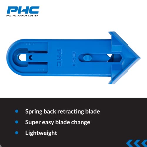 Pacific Handy Cutter EZ1 Ambidextrous Spring Back Safety Cutter, Self-Retracting Box Cutter