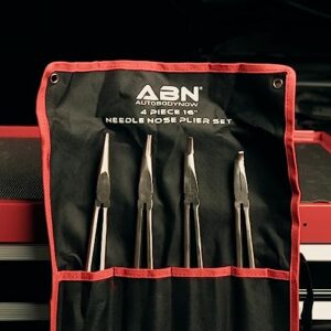 ABN Needle Nose 16in Plier 4-Piece Set – Long Reach 90-Degree Angle, 45-Degree Angle, Straight, and Curved Pliers