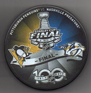 2017 stanley cup final official nhl puck penguins vs predators 100 year anniversary + free puck cube