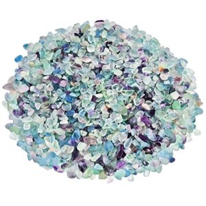 sunyik fluorite tumbled chips stone crushed crystal quartz pieces irregular shaped stones 1pound(about 460 gram)