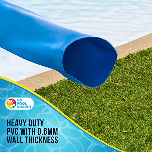 U.S. Pool Supply 2" x 100' Heavy Duty Blue Swimming Pool Backwash Hose with Hose Clamp