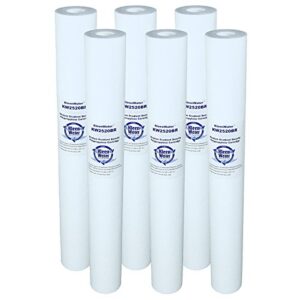 kleenwater dirt sediment water filter, 20 micron replacement cartridges, 2.5 x 20 inch melt blown, set of 6 with o-ring