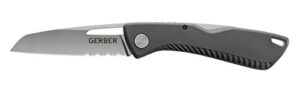 gerber gear gear sharkbelly knife - 3.25" serrated edge folding knife - edc gear and equipment - grey