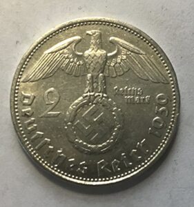 1936 - 1939 nazi german two reichsmark $2 two reichsmark condition choice very fine details