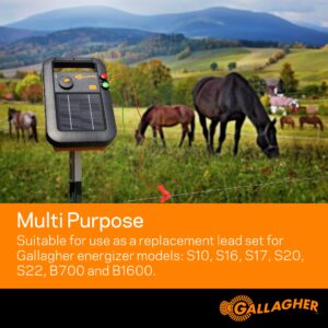 Gallagher S10 Leadset | Energizer Output Lead Set | Electric Fence Energizer Accessory with Red & Green Alligator Clips | Connect to Energizers, Power Supplies & Earthing Systems | 70" / 1.8m Length