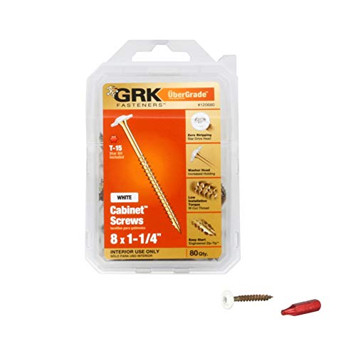 GRK Fasteners 120680 White Cabinet #8 x 1-1/4" Screws 80CT