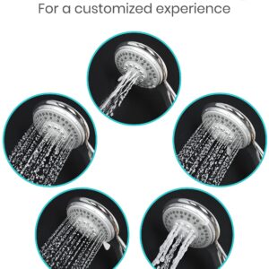 Vive Hand Held Shower Head with Long Hose - Detachable 2 in 1 Universal High Pressure Handheld Adapter - Chrome Finish with Large Waterfall Rainfall & Holder for Wall - Clean Overhead Rain Style