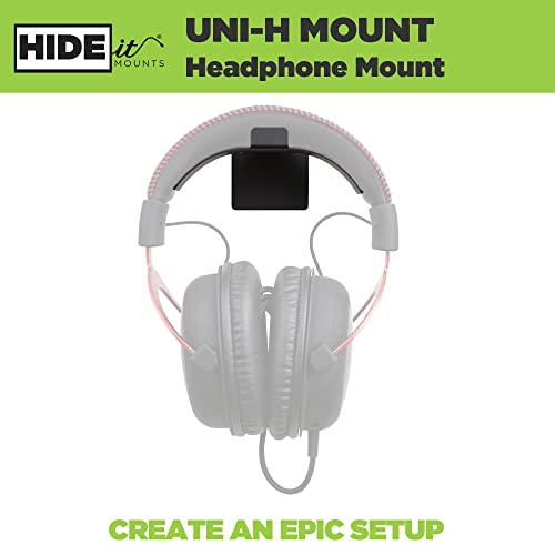 HIDEit Mounts Uni-H Universal Headset Wall Mount - American Company, Black Steel Gaming Accessories for Gaming Headsets, Headphones, VR Headsets and More