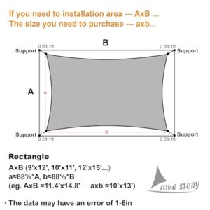 LOVE STORY 8' x 12' Sun Shade Sail Rectangle UV Block Shade Sails for Outdoor Patio Garden Backyard, Sand (We Make Custom Size)