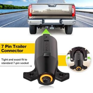 Spurtar 7 Pin Trailer Plug 7 Way Round RV Style Flat Blade Trailer Light Wiring Harness Trailer End Towing Replacement Connector Male End Adapter 12V Towbar-New Upgraded