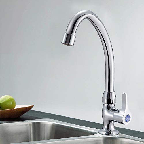 JOMOO Single Handle Wet Bar Sink Faucet Brass Chrome Outdoor RV Kitchen Sink Faucet Commercial Cold Water Modern Utility Faucet Drinking Water Deck Mount Swivel Single Hole Square Handle