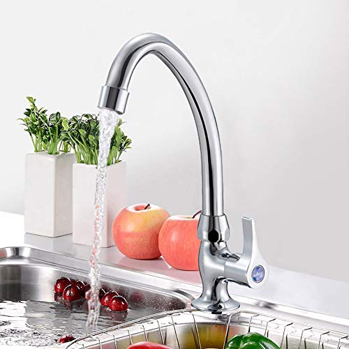 JOMOO Single Handle Wet Bar Sink Faucet Brass Chrome Outdoor RV Kitchen Sink Faucet Commercial Cold Water Modern Utility Faucet Drinking Water Deck Mount Swivel Single Hole Square Handle