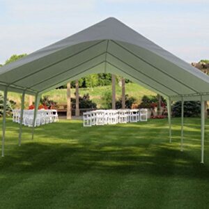 Impact 20' x 20' x 12' Portable Carport Garage Canopy, Outdoor Party Tent with 8 Dressed Legs, White