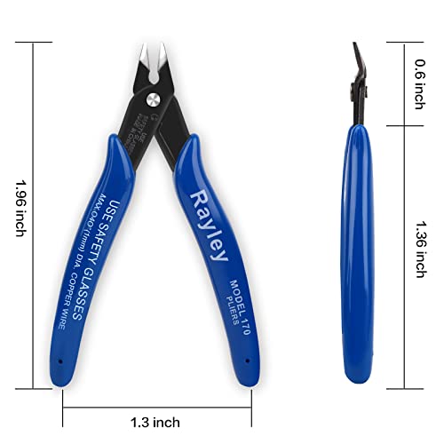 Rayley Small Wire Cutters, Diagonal Cutting Pliers with Spring, Side-Cutting Pliers Guitar String Cutter Mini Pliers Side Cutters Pliers Electronics Flush Cutters Small Snips